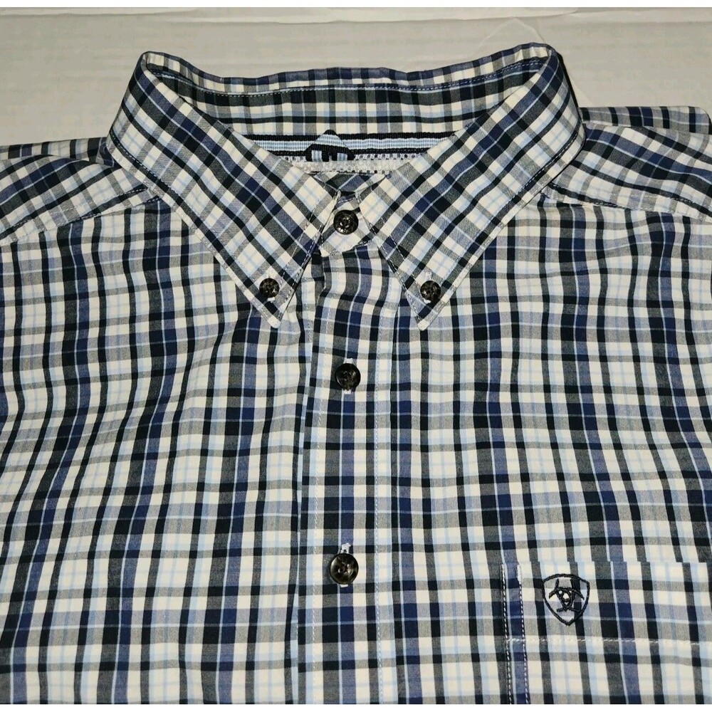Ariat Pro Series Long Sleeve Plaid Button Down Shirt Men XXL Blue Cowboy Western - Picture 4 of 5